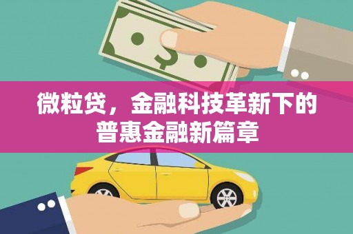 沿滩微粒贷，金融科技革新下的普惠金融新篇章