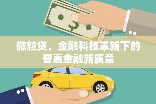 沿滩微粒贷，金融科技革新下的普惠金融新篇章