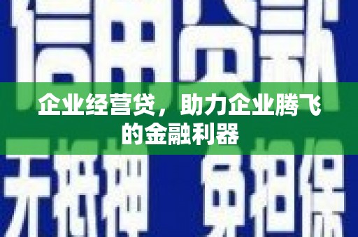 沿滩企业经营贷，助力企业腾飞的金融利器