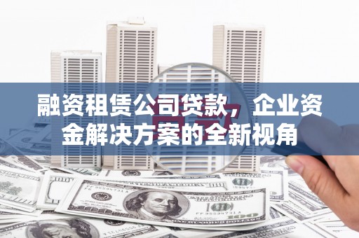 沿滩融资租赁公司贷款，企业资金解决方案的全新视角