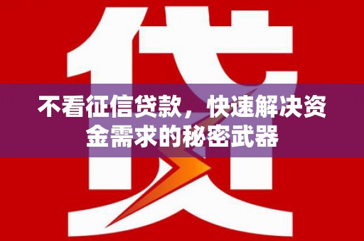 沿滩不看征信贷款，快速解决资金需求的秘密武器